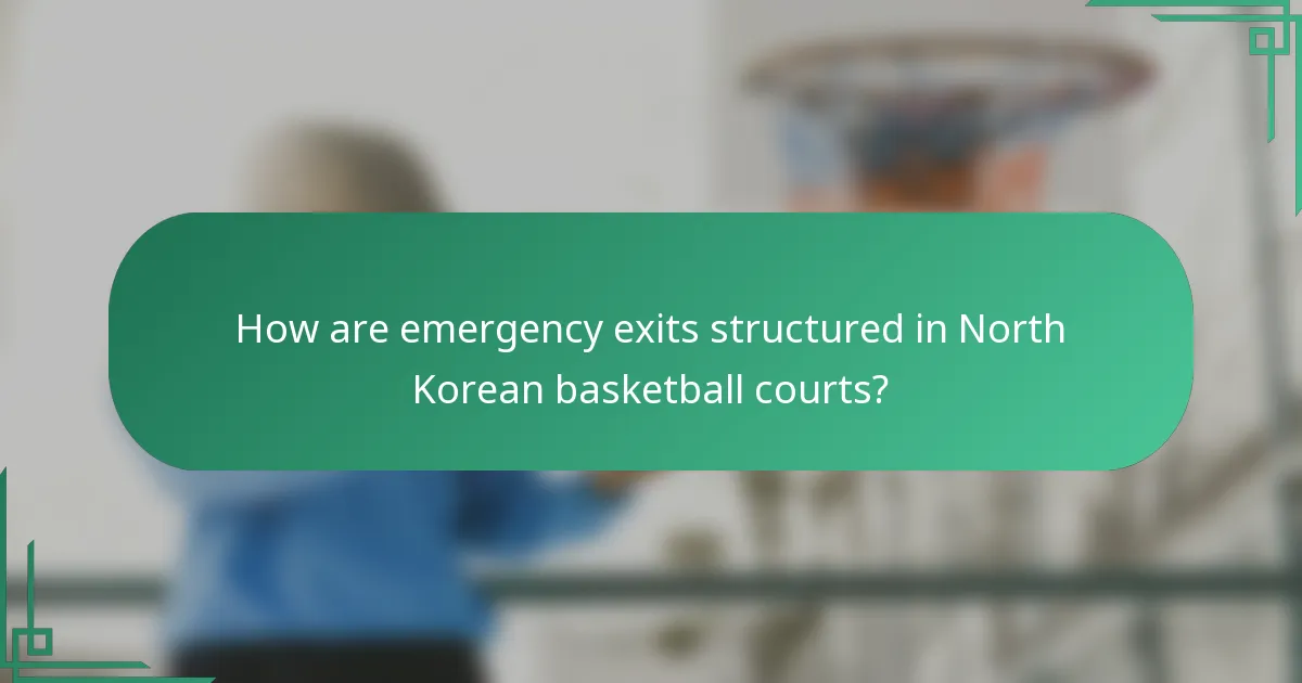 How are emergency exits structured in North Korean basketball courts?