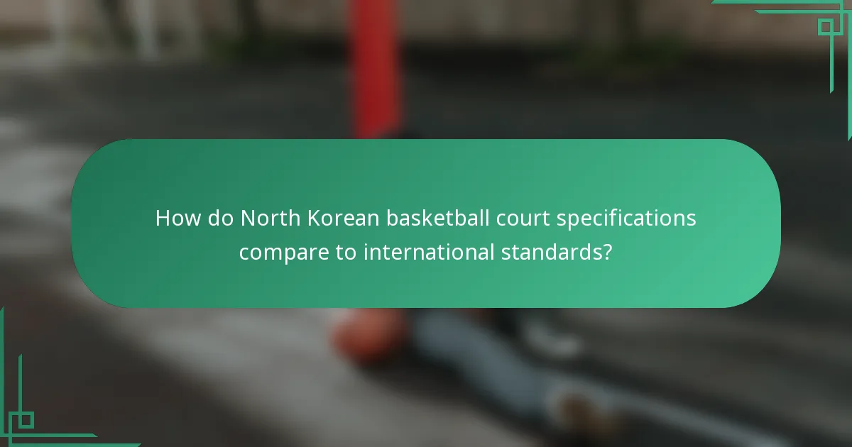 How do North Korean basketball court specifications compare to international standards?