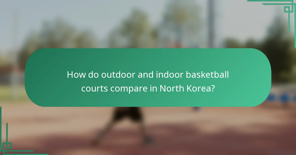 How do outdoor and indoor basketball courts compare in North Korea?