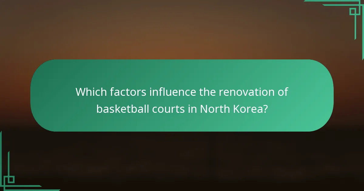 Which factors influence the renovation of basketball courts in North Korea?